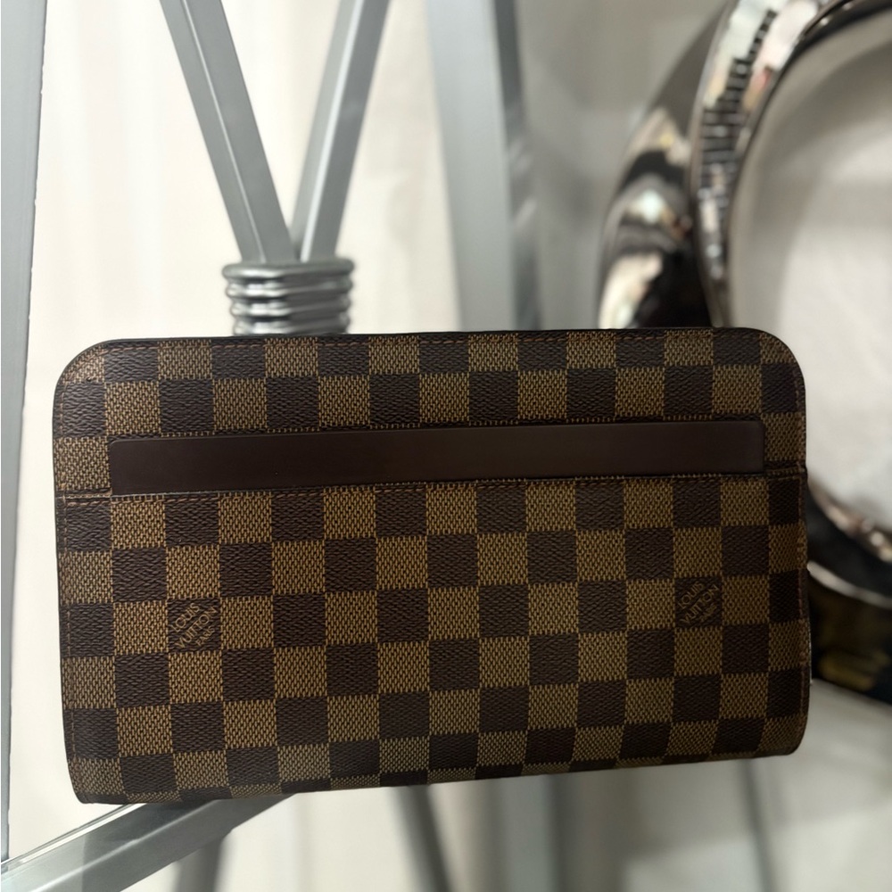 Checkered Brown clutch